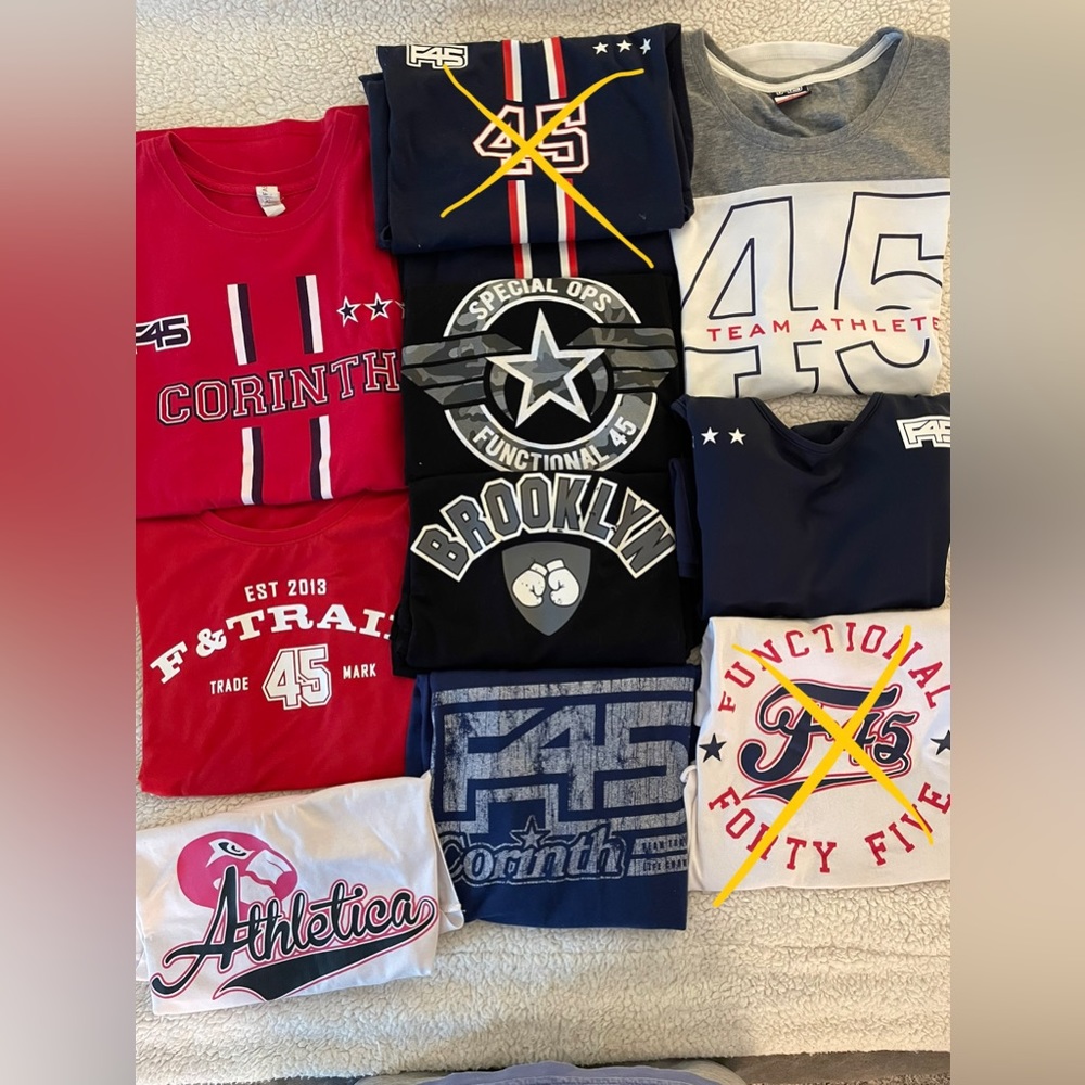F45 shirts - mostly sleeveless